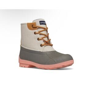 Girls Sperry Top-Sider Saltwater Duck Boot / Port Boot/ pink white gray/ size 11